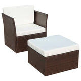 Vidaxl tuinstoel met voetenbank poly rattan bruin