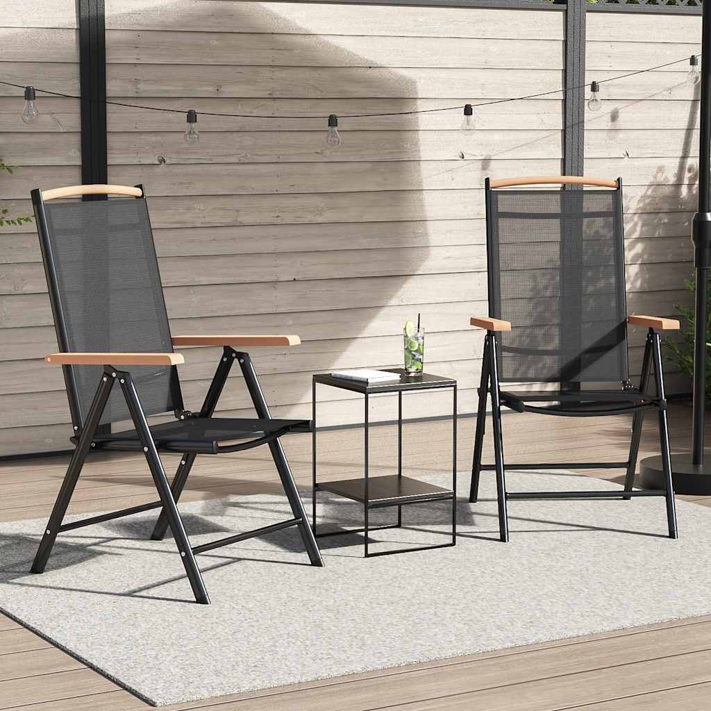 Vidaxl tuinstoelen inklapbaar 2 st aluminium en textileen zwart