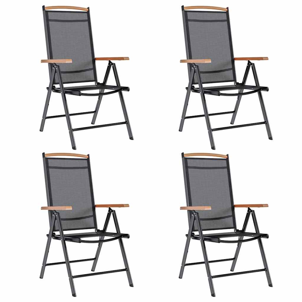 Vidaxl tuinstoelen inklapbaar 4 st aluminium en textileen zwart