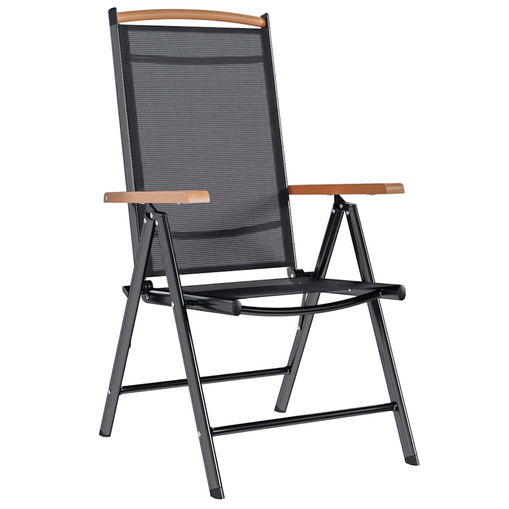 Vidaxl tuinstoelen inklapbaar 4 st aluminium en textileen zwart