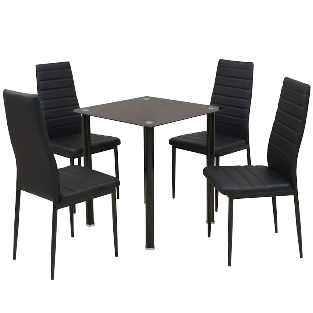 Vidaxl eetkamerset tafel en stoel zwart 5-delig
