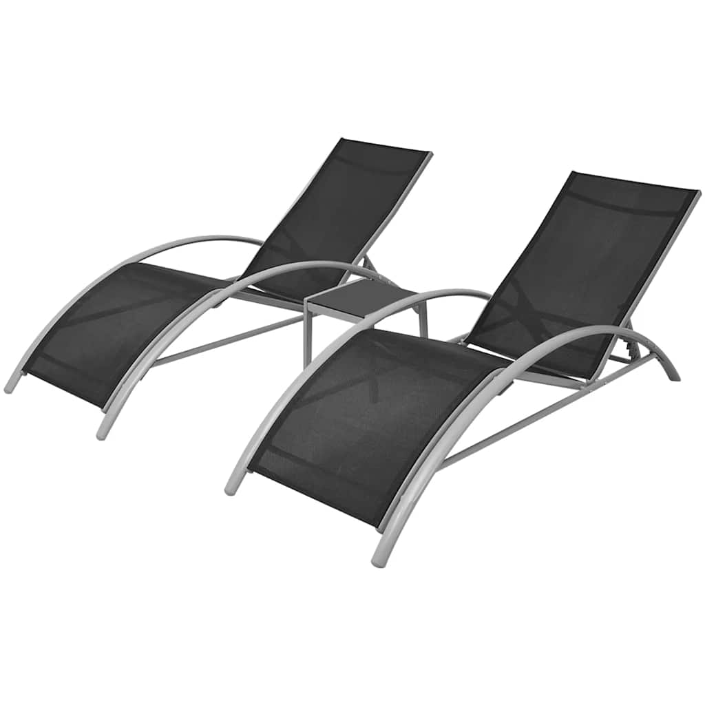 Vidaxl ligbedden met tafel aluminium zwart