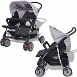 Vidaxl twin car steel gray and black