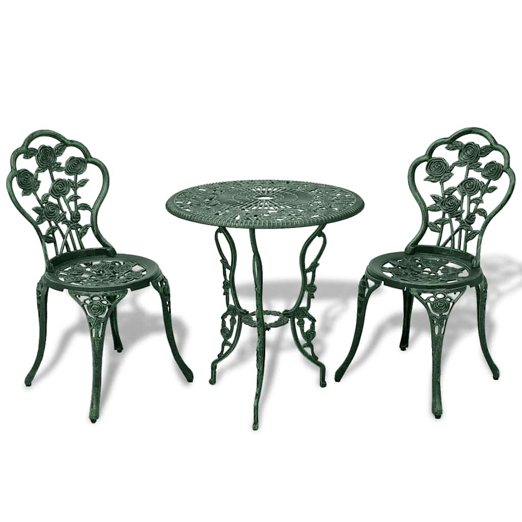 Vidaxl 3-delige bistroset gietaluminium groen