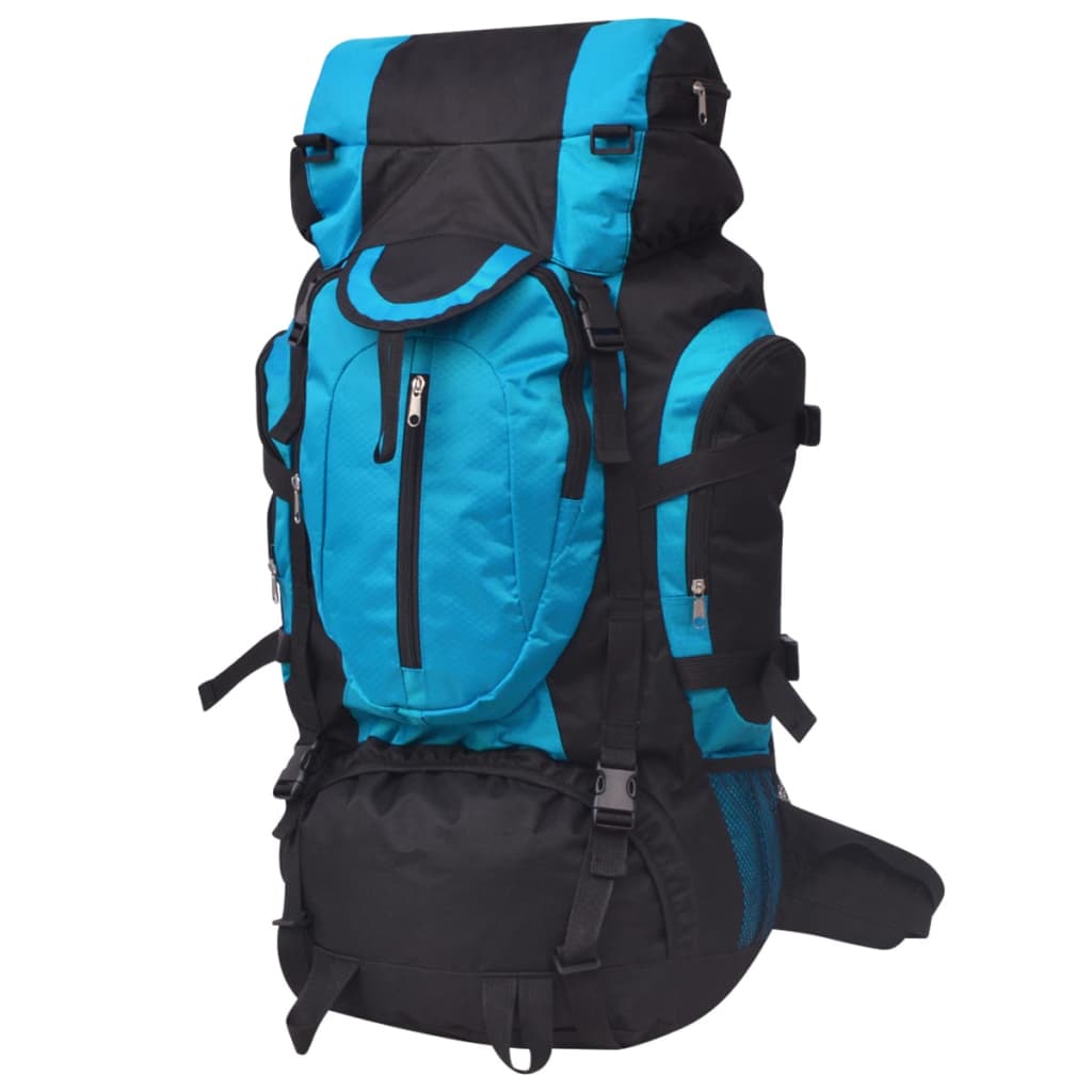 Vidaxl mochila caminata xxl 75 L negro y azul