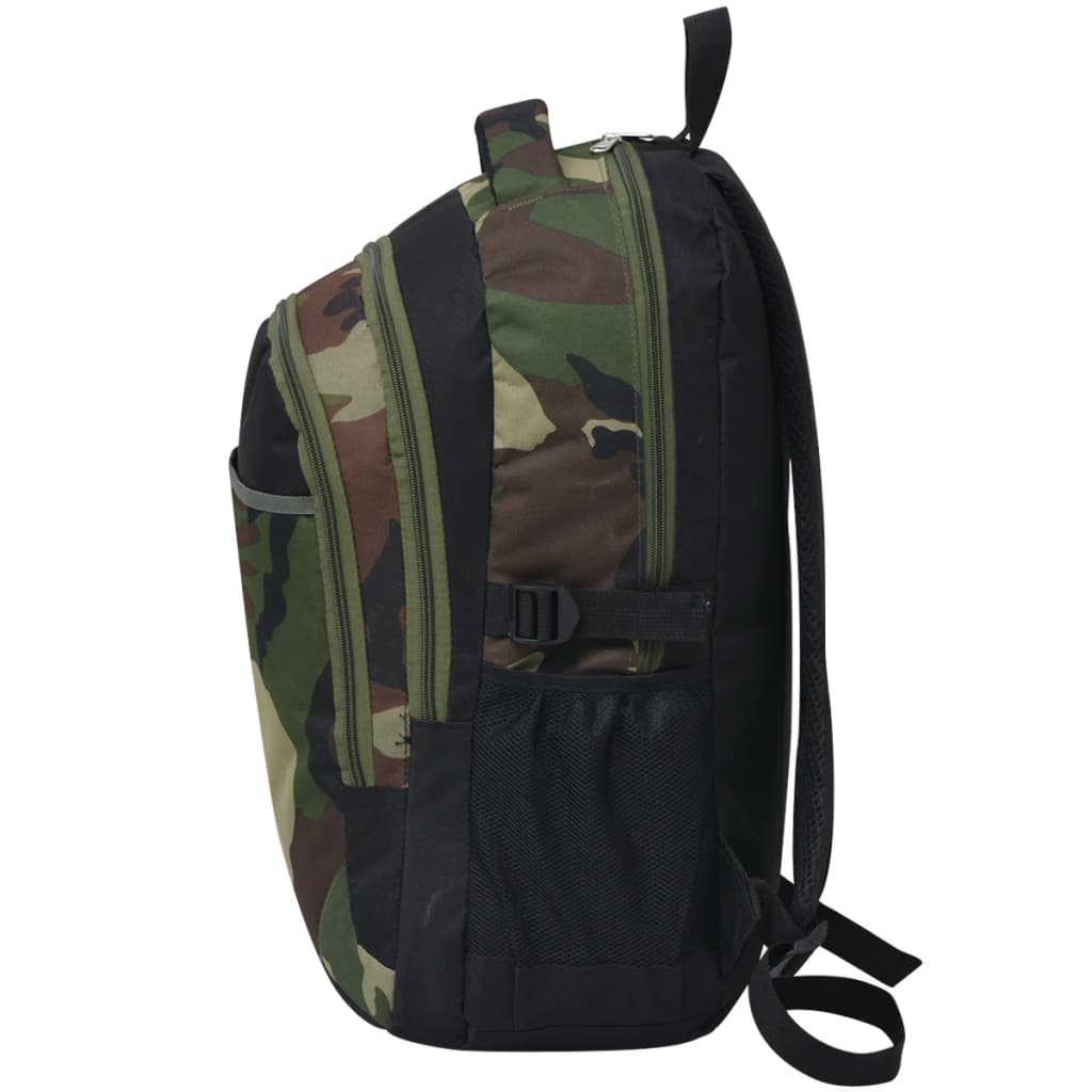 Vidaxl Backpack for school 40 L Black and Camouflage