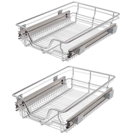 Vidaxl draadmanden uittrekbaar 2 st 400 mm zilverkleurig