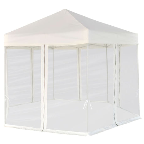 Vidaxl partytent pop-up zeshoekig met 6 zijwanden 3,6x3,1 m crèmewit