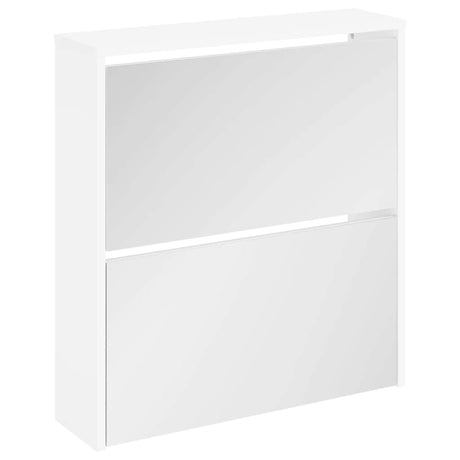 Vidaxl schoenenkast tweelaags met spiegel 63x17x67 cm wit