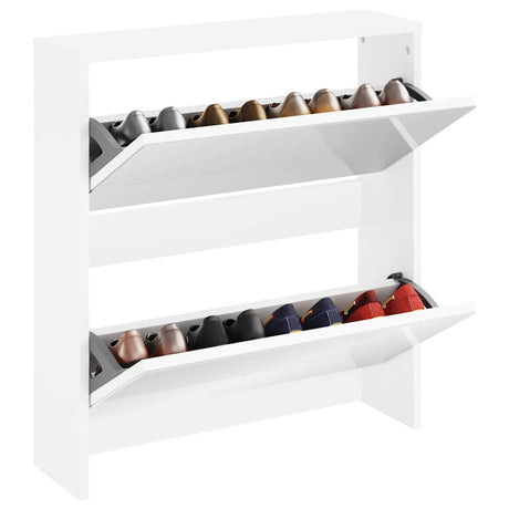 Vidaxl schoenenkast tweelaags met spiegel 63x17x67 cm wit