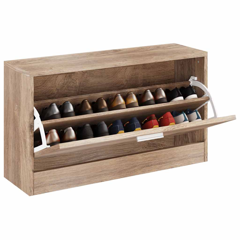 Vidaxl schoenenopbergbank 80x24x45 cm eikenkleurig