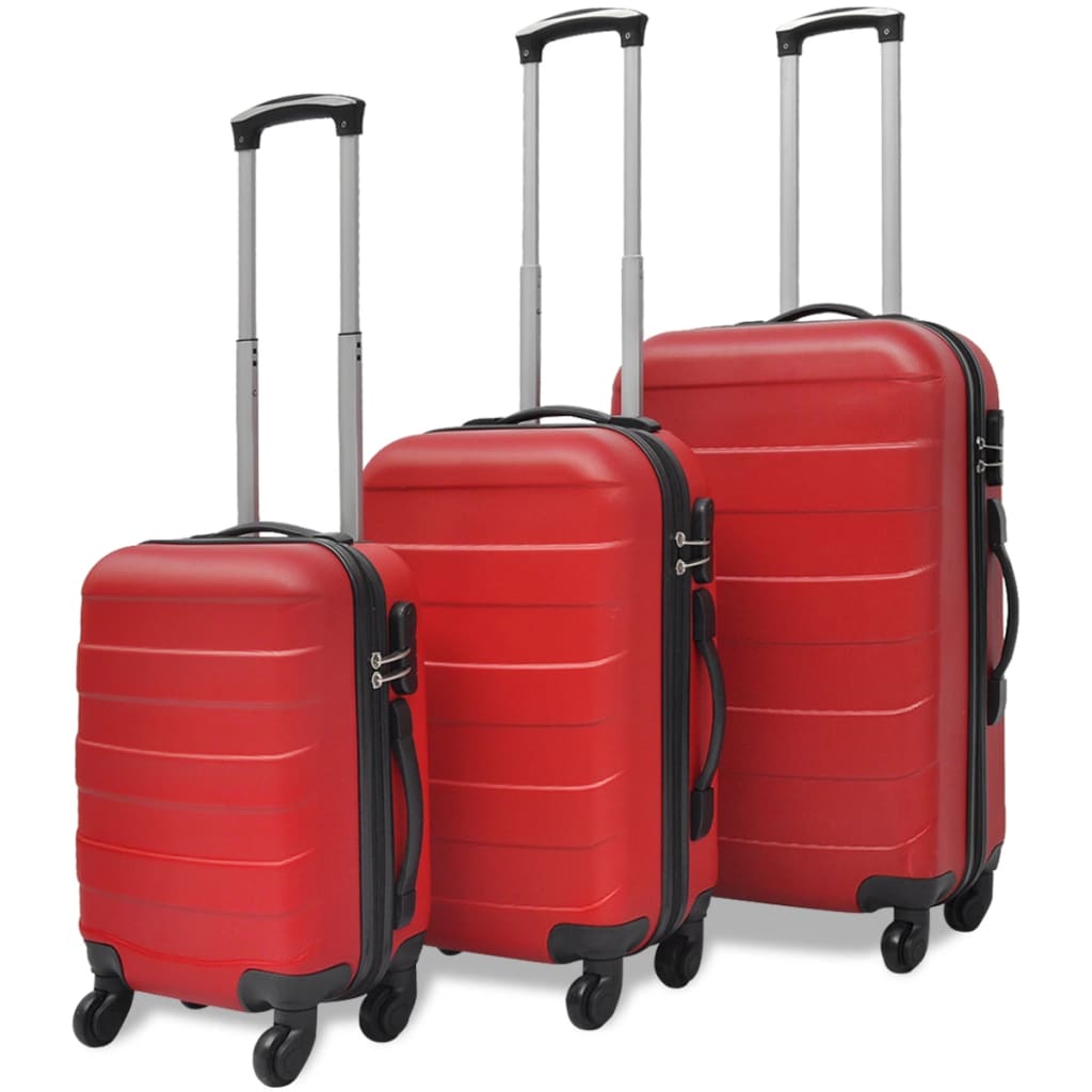 Vidaxl à bagages en 3 parties réglés durs 45,5 55 66 cm rouges