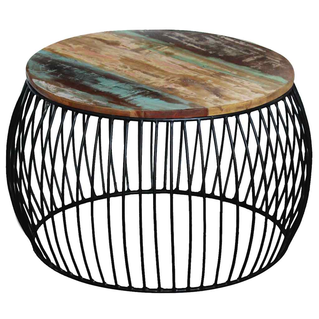 Vidaxl salontafel rond 68x37 cm massief gerecycled hout