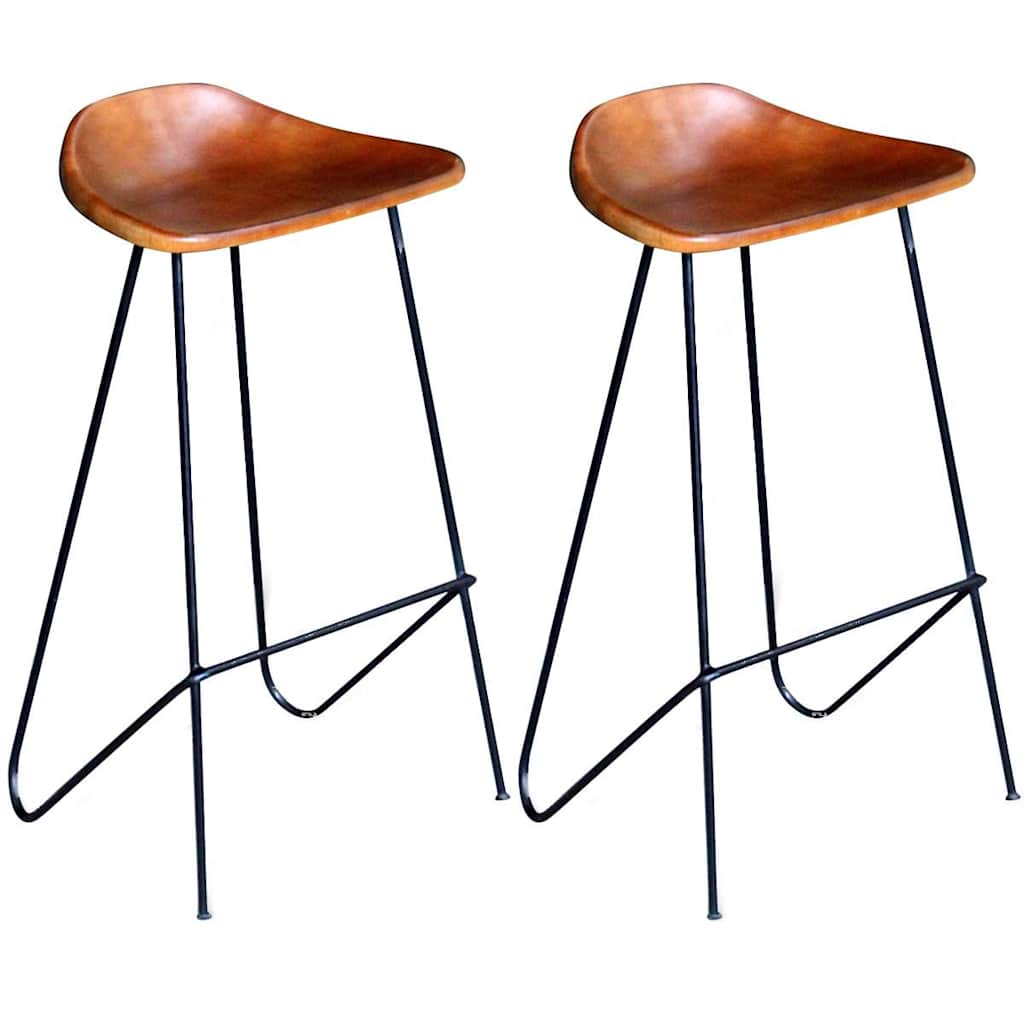 Vidaxl barstoelen 2 st echt leer zwart en bruin