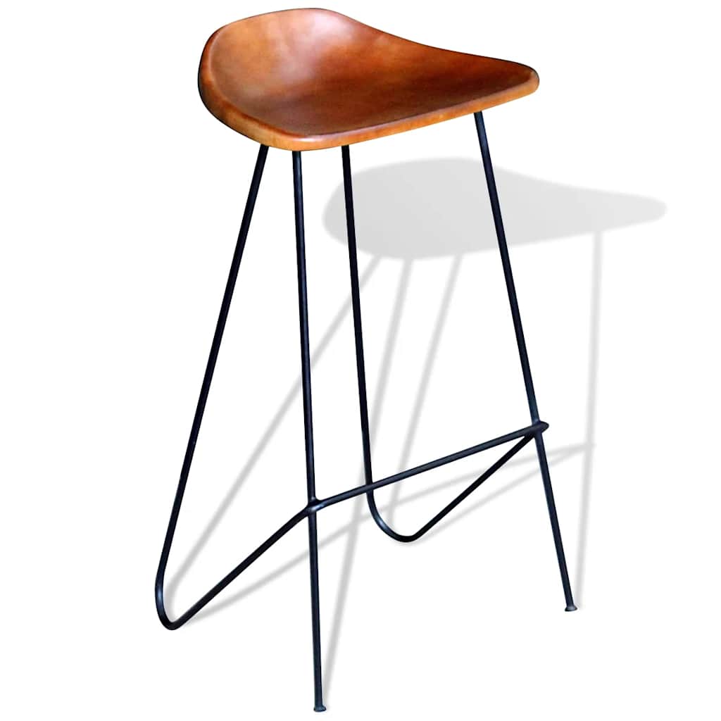 Vidaxl barstoelen 2 st echt leer zwart en bruin