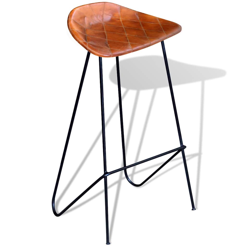 Vidaxl barstoelen 2 st echt leer zwart en bruin