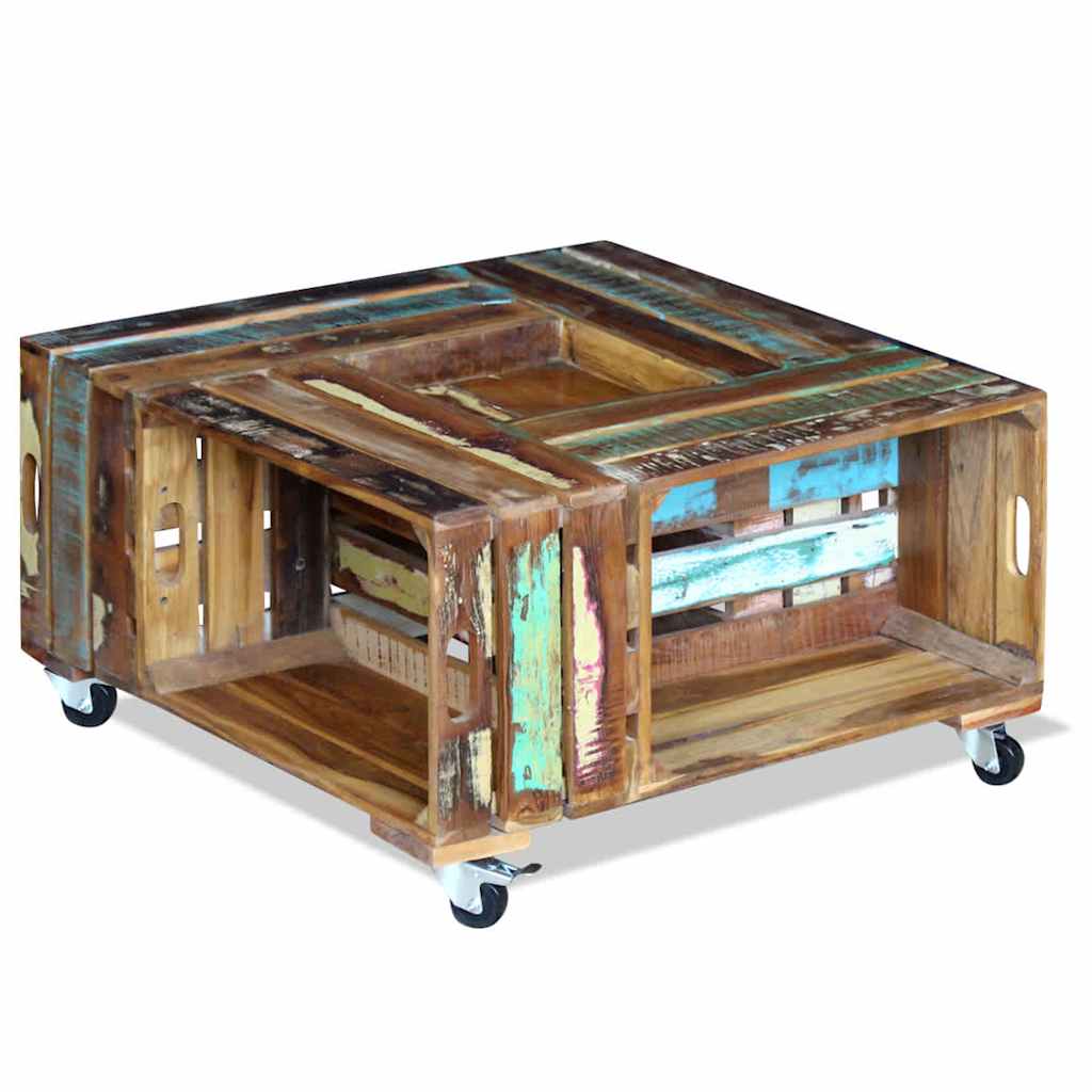 Vidaxl salontafel 70x70x35 cm massief gerecycled hout