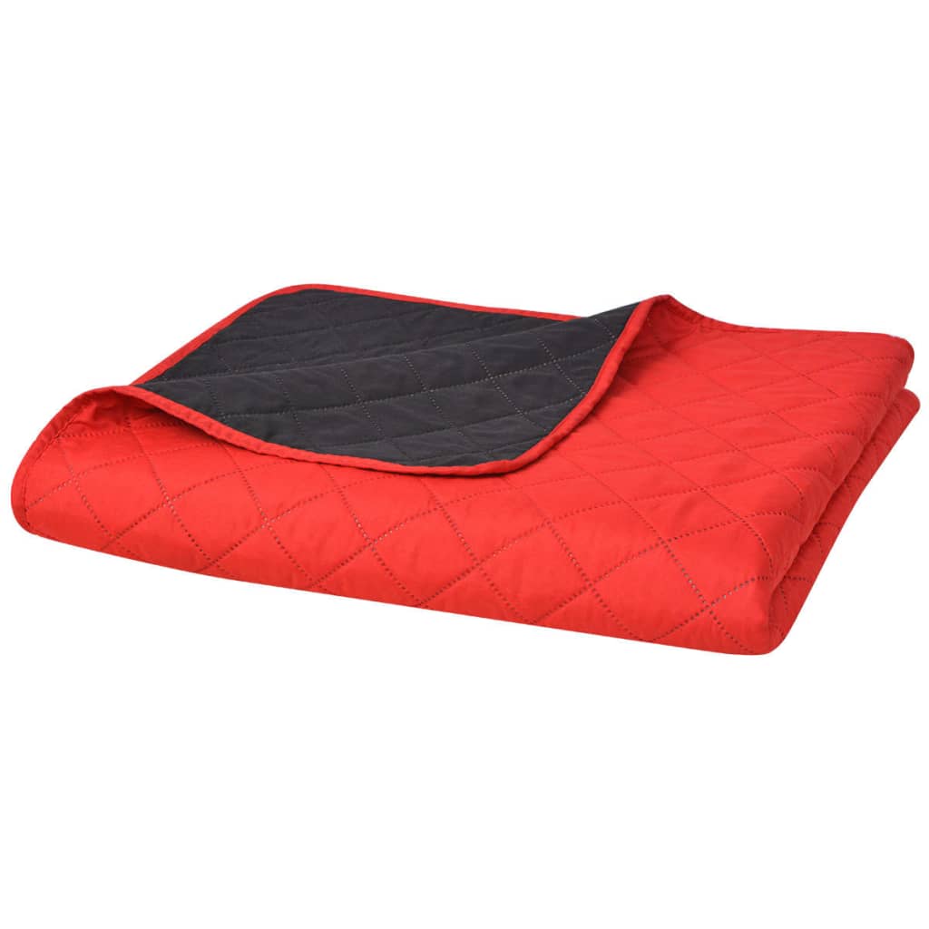 Vidaxl double -sided quilt bedspread red and black 230x260 cm