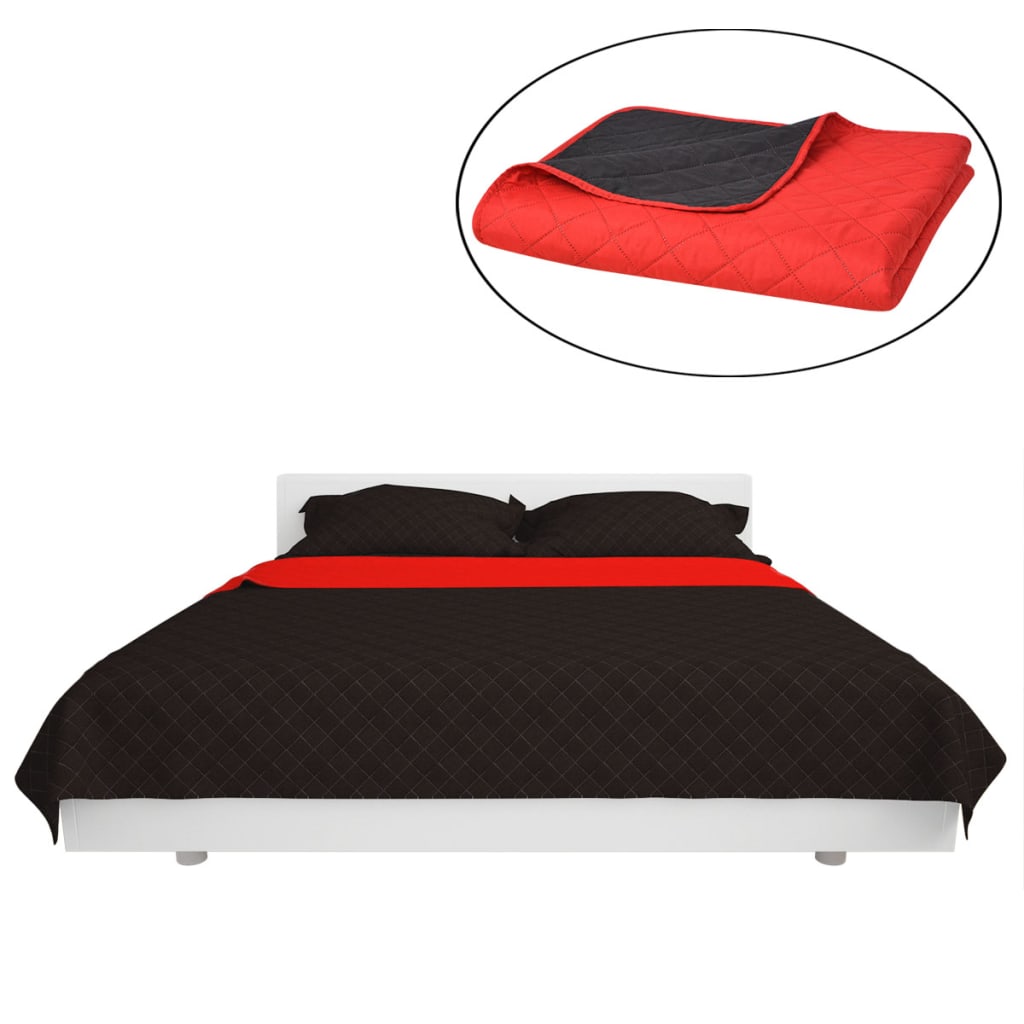 Vidaxl double -sided quilt bedspread red and black 230x260 cm