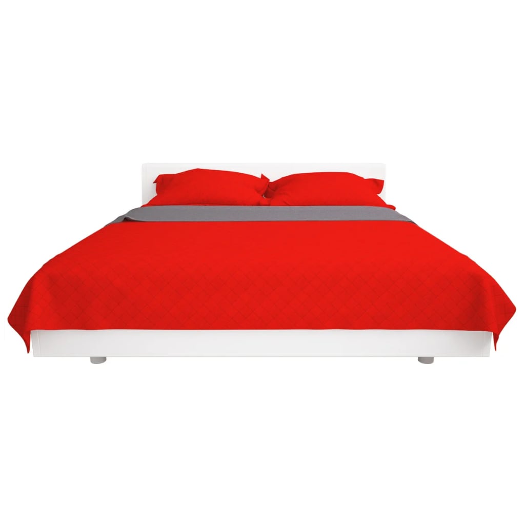 VIDAXL DOPLE -SANDEL -STECKT -BEDREADE ROT UND GREIS 230X260 CM