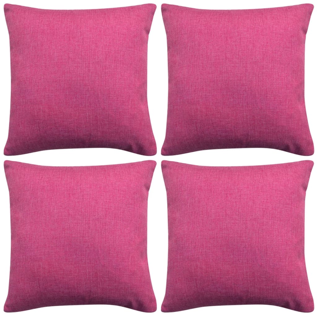 Coussin vidaxl coussin 4 pièces lin look rose 80x80 cm