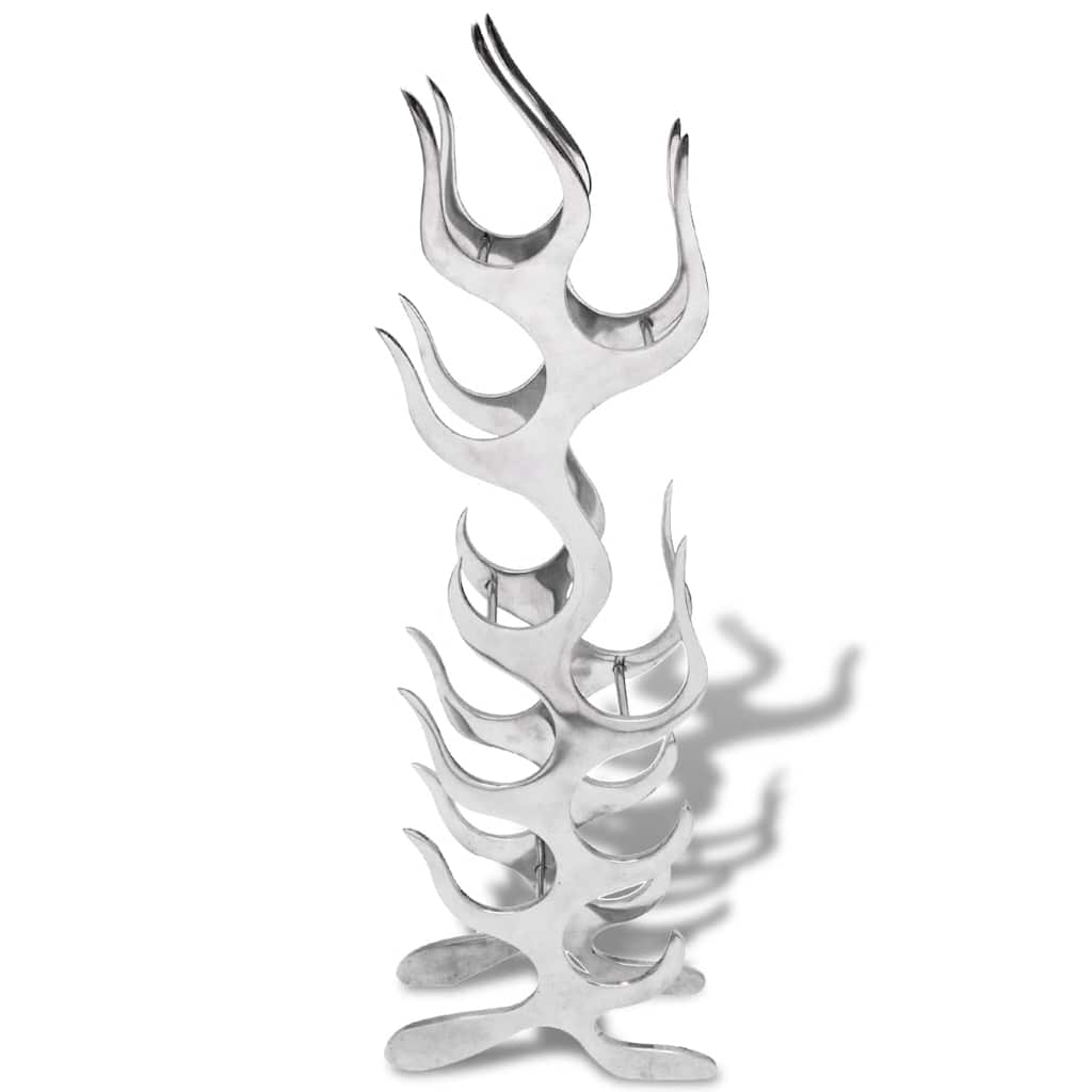 Vidaxl wijnrek vlammenvorm 9 flessen zilver aluminium