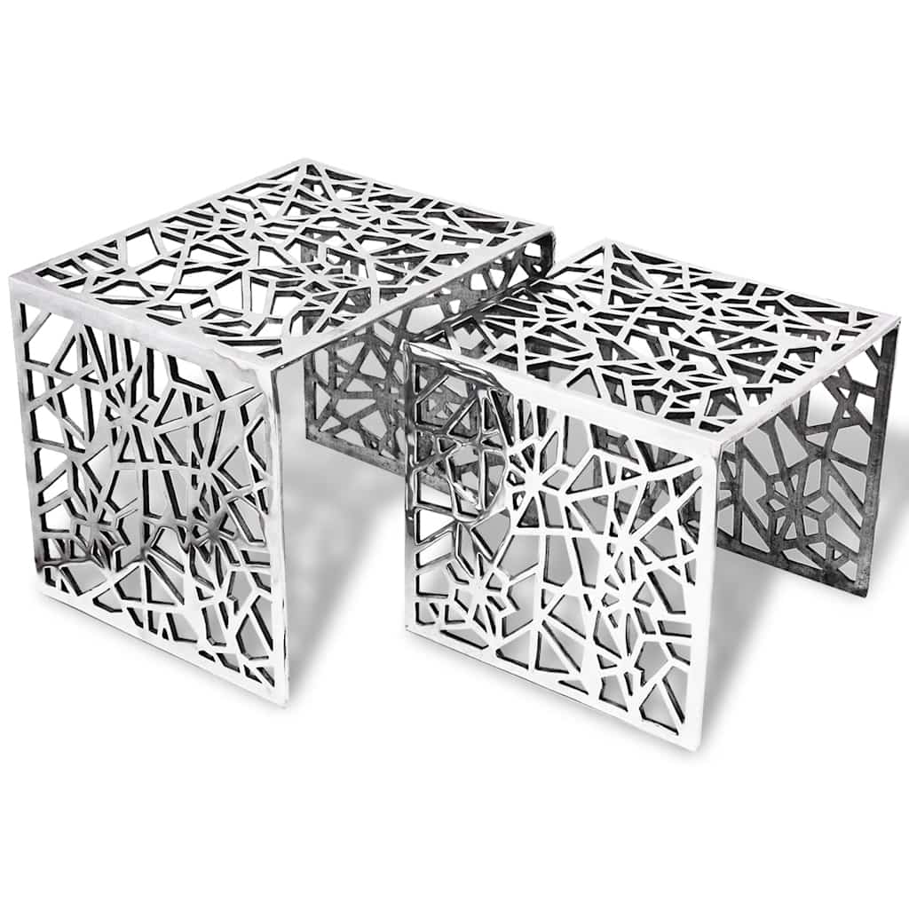 Vidaxl bijzettafels 2 stuks vierkant aluminium zilver
