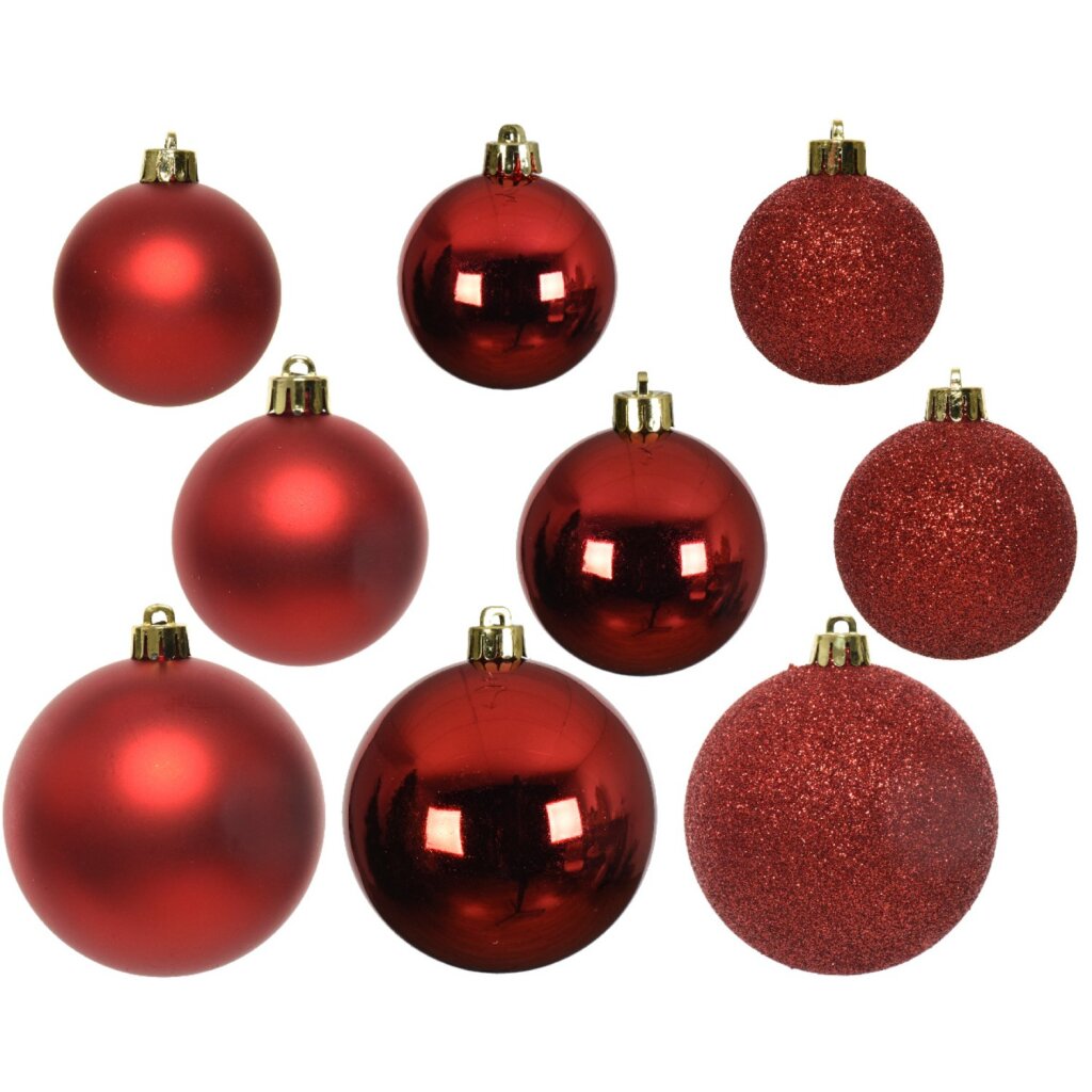 Decoro decorazioni palline di Natale in plastica 6-8-10 cm rosso 26 pezzi