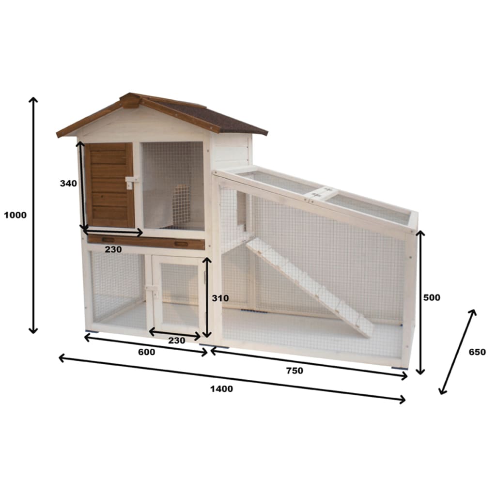 @pet @pet Rabbit Loft Tommy 140x65x100 cm Weiß und Brown 20072