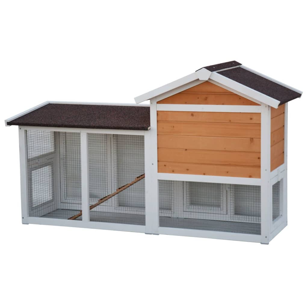 @pet konijnenhok queensland 147x53x85 cm wit en bruin
