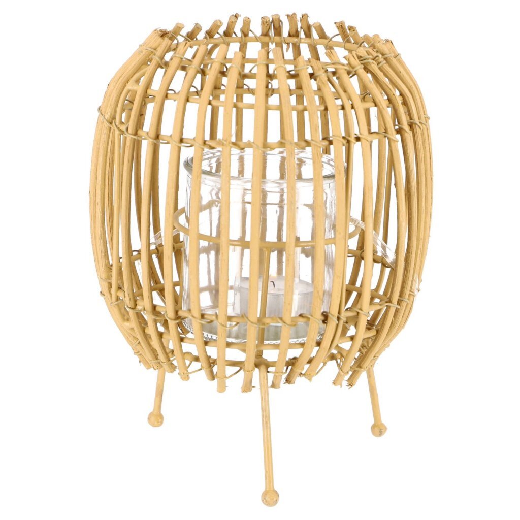 Overige merken lantaarn rattan 20 cm beige zwart assorti