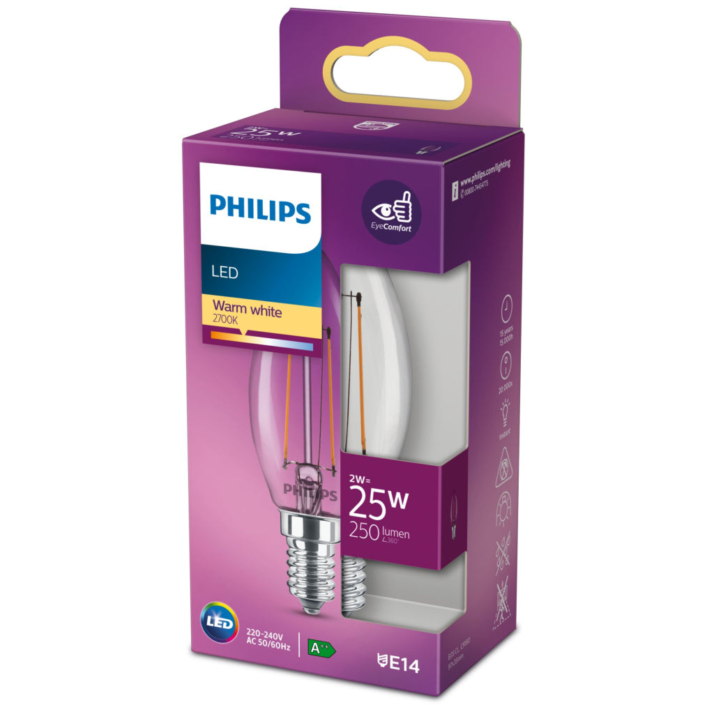 Philips led kaarslamp 25w b35 e14 warm wit