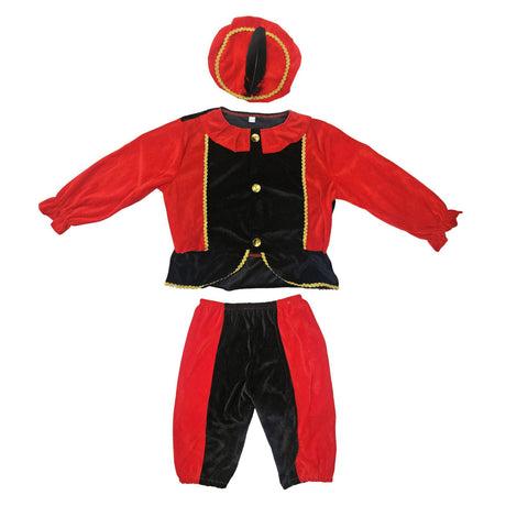 Basic pietenpak zwart rood 110-116 cm