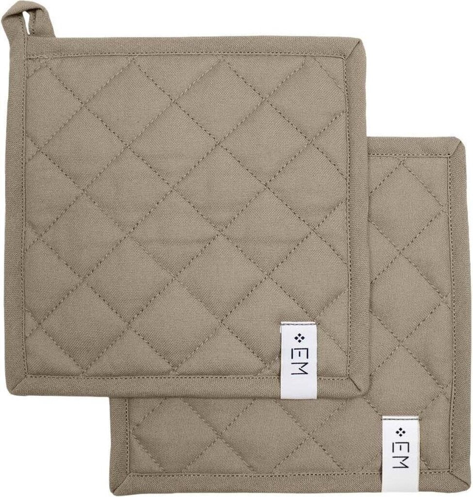 Diversen EM Kitchen Pannenlappen Taupe 20 x 20 cm Set van 2