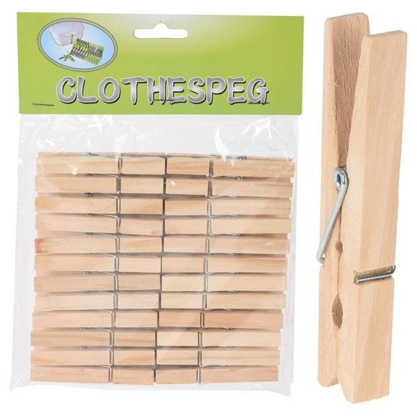 Basic wooden clothes pegs 24 pieces