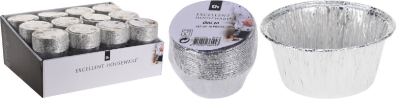 Excellent houseware eh aluminium schaaltje rond dia 8cm 16 stuks