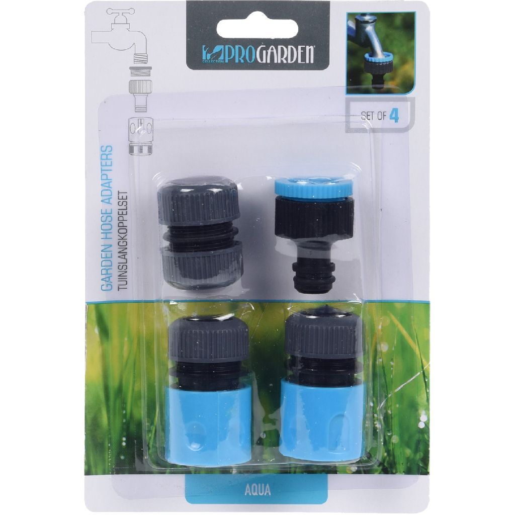 Pro garden garden tuinslangadapter set 4-delig