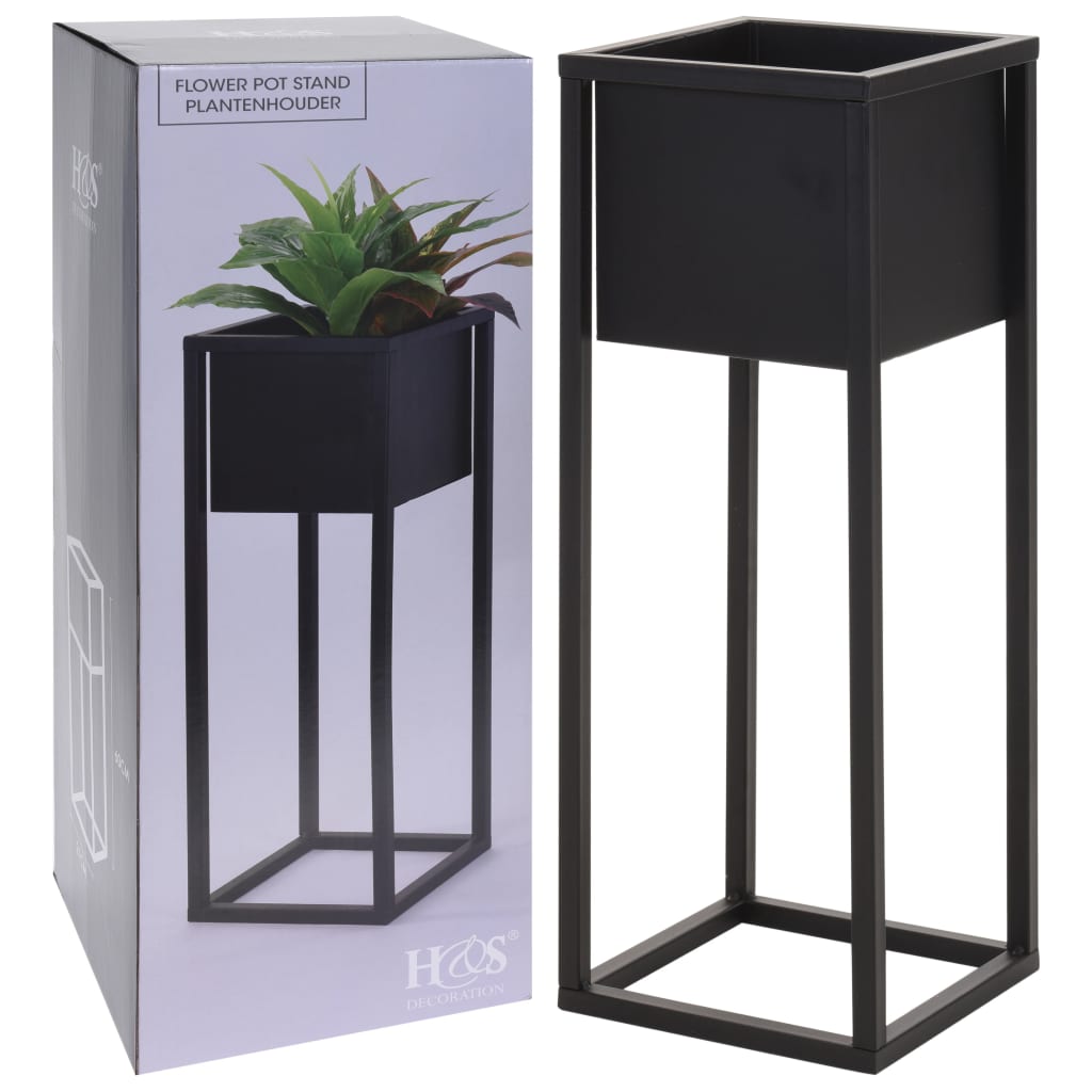 H S Collection H S Collection Flowerpot på standard 60 cm Metal Black