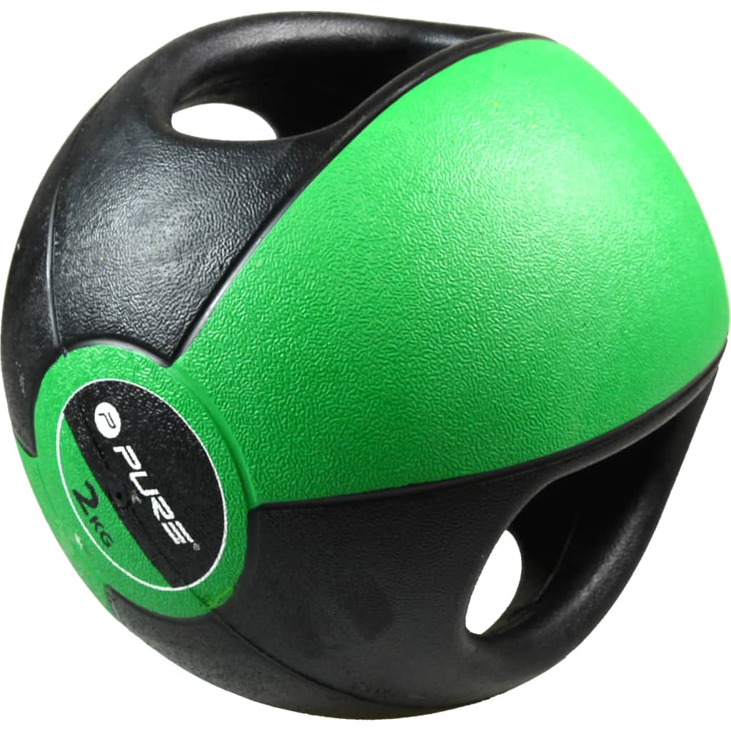 PURE2IMPROVE PURE2IMPROVE MEDICINE BALL con manici 2 kg di verde