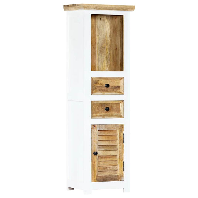 Vidaxl hoge kast 40x30x128 cm massief ruw mangohout wit en bruin