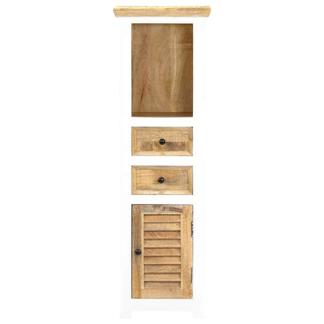 Vidaxl hoge kast 40x30x128 cm massief ruw mangohout wit en bruin