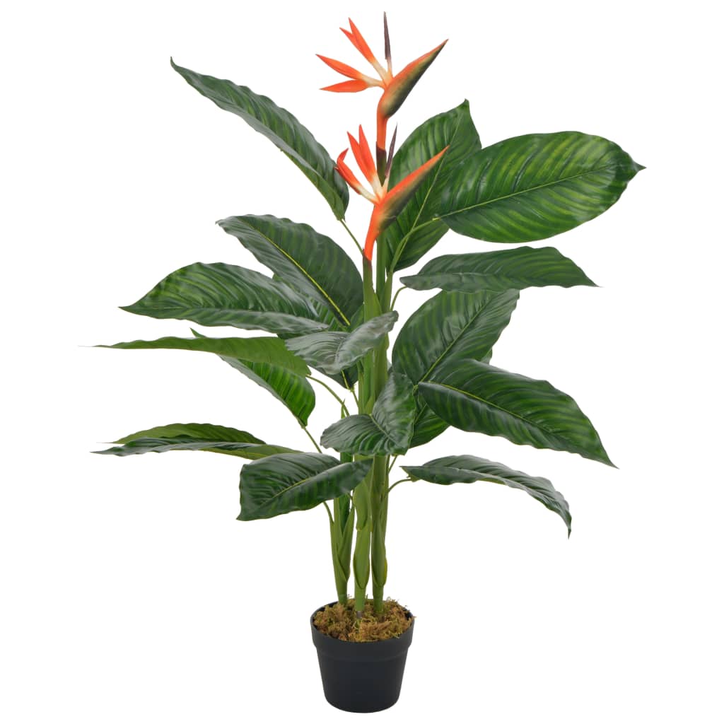 Vidaxl kunstig plante med pot strelitzia 100 cm rød