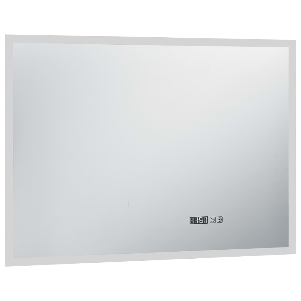 LED de miroir de salle de bain Vidaxl avec capteur tactile et affichage de temps 100x60 cm