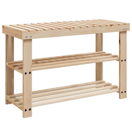 Vidaxl schoenenrekken met bank 2 st massief hout