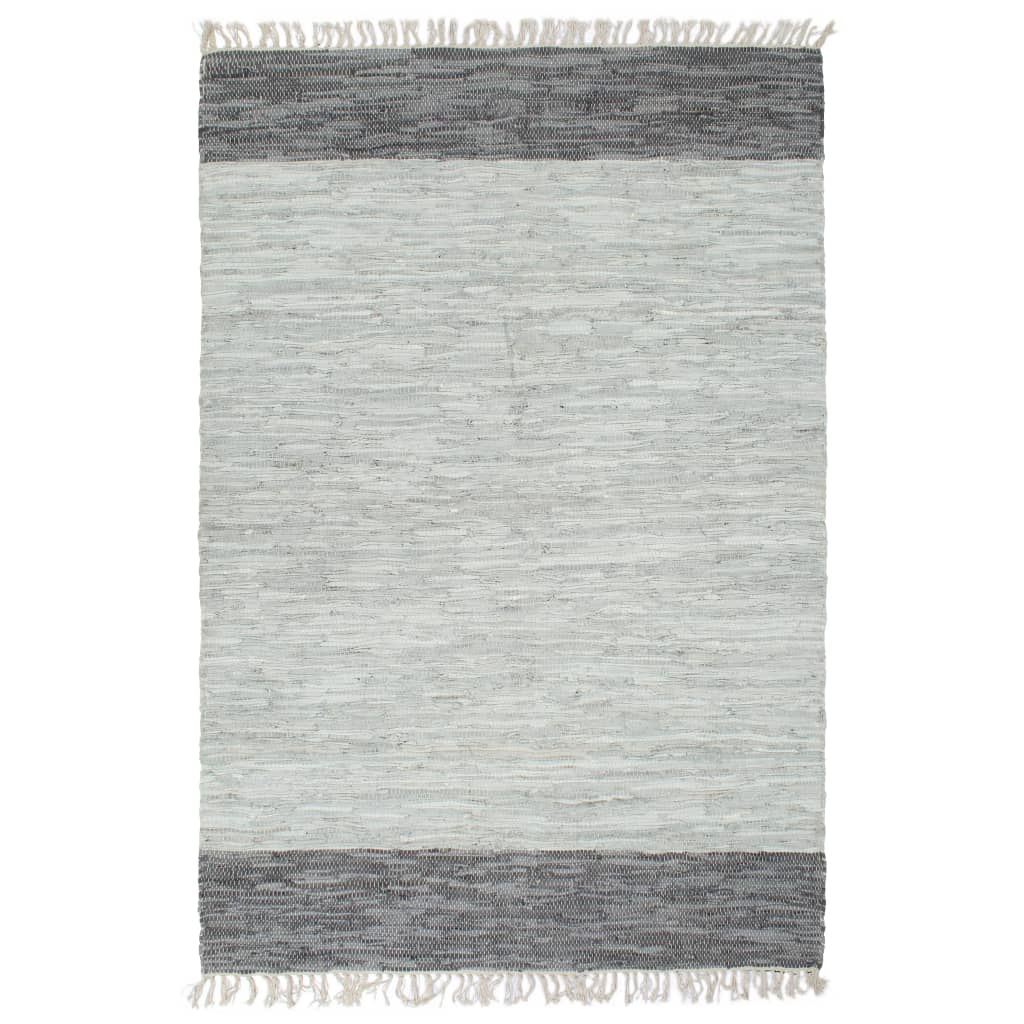 Vidaxl Rug Chindi Hand -Woven 160x230 cm de cuero gris