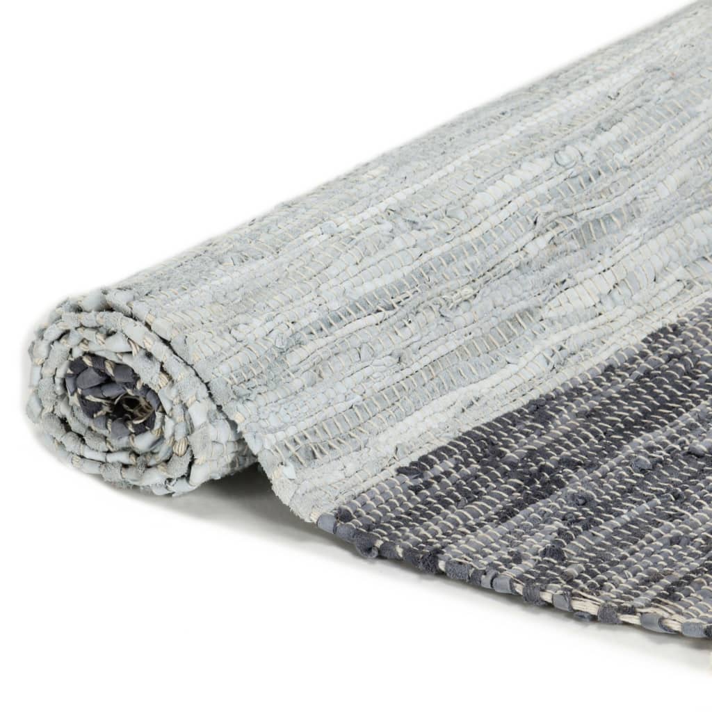 Vidaxl Rug Chindi Hand -Woven 160x230 cm de cuero gris