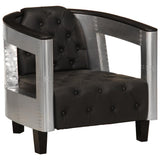 Vidaxl fauteuil luchtvaartstijl echt leer zwart