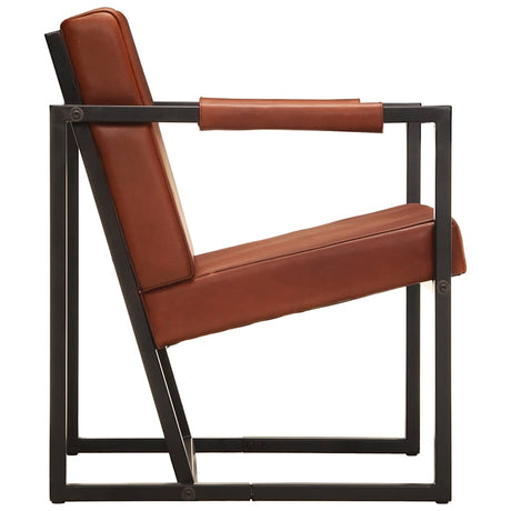Vidaxl fauteuil echt leer bruin