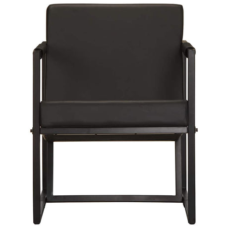 Vidaxl fauteuil echt leer zwart