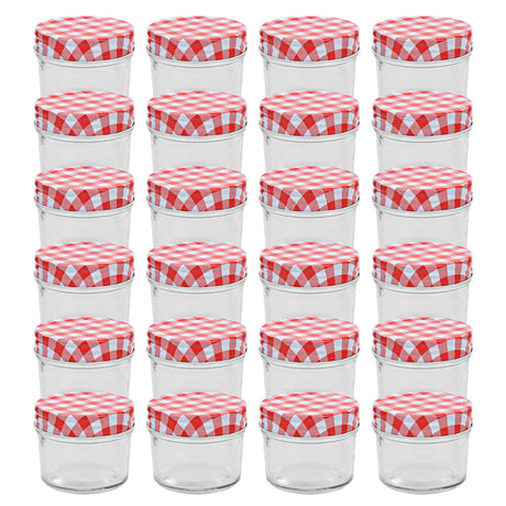Vidaxl jampotten met wit met rode deksels 24 st 110 ml glas